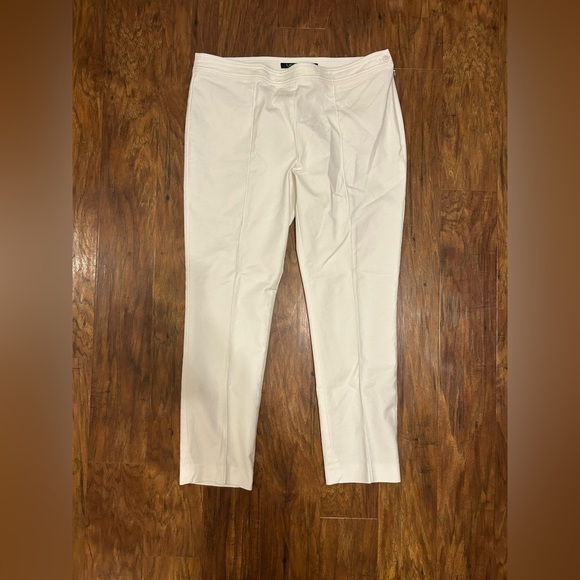 Ralph Lauren Pants - Women’s Cream Cropped Capri Ankle Pants Side Zip Closure 90s Minimalism Classy